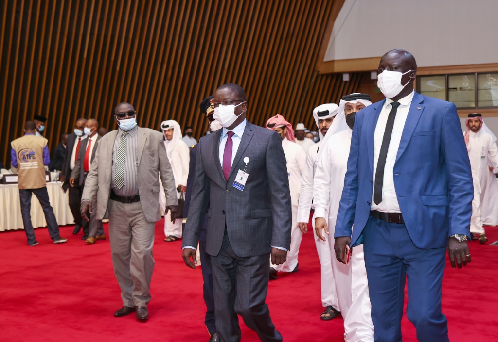 Chad's Prime Minister Albert Pahimi Padacke arrives at the start of the negotiations in Qatar's capital Doha, on March 13, 2022