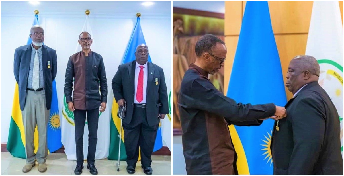 Paul Kagame honoring 2 Ghanaian Generals