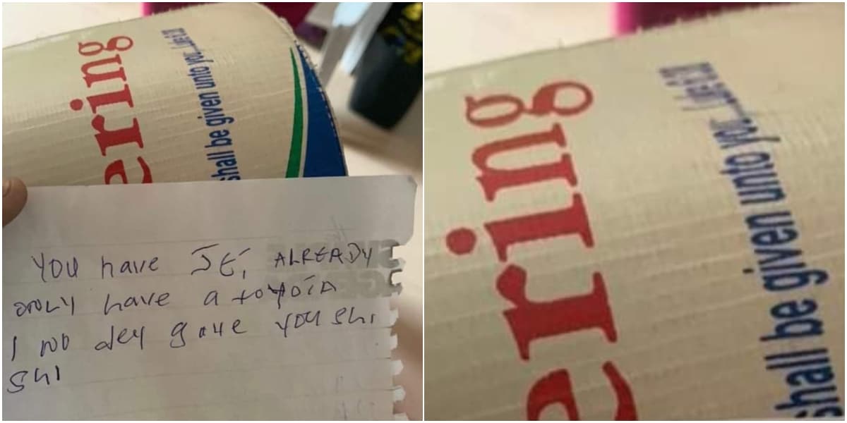 A funny note was found inside a church offering box somewhere In Nigeria.