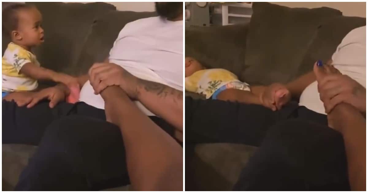 Moment little girl demanded dad massaged her foot after seeing him do it to her mum goes viral, funny video causes stir