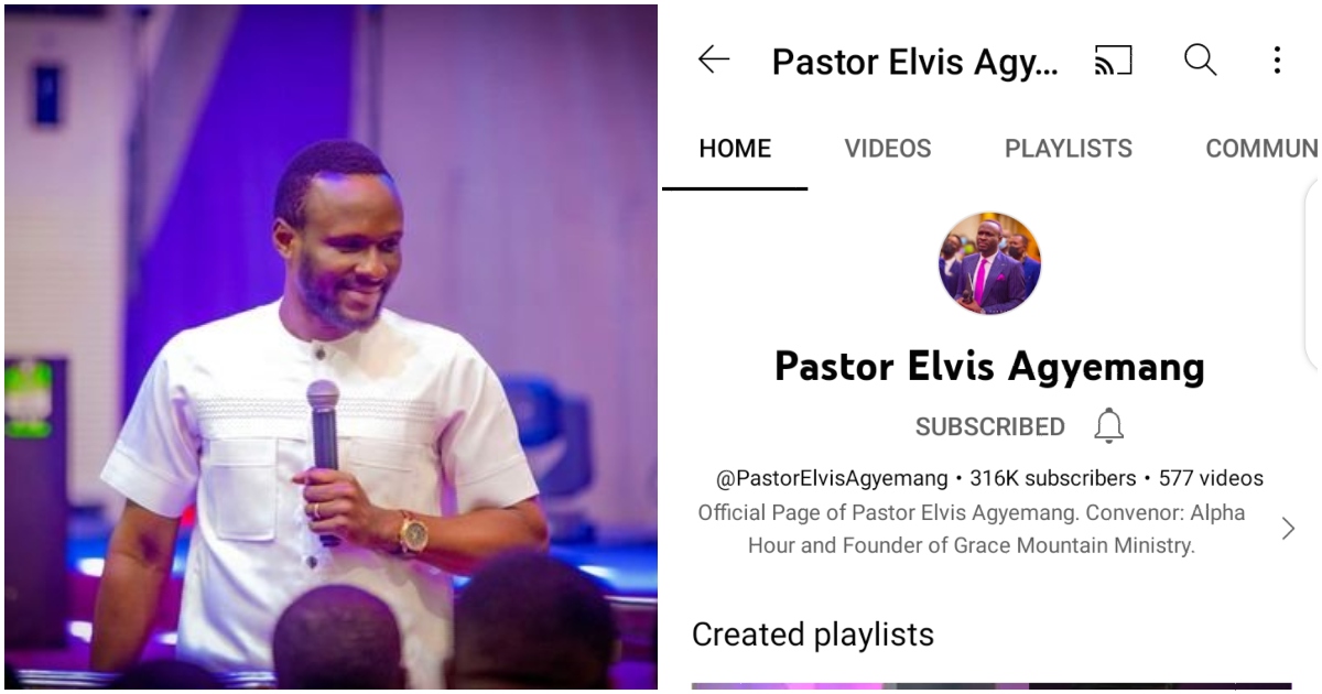 Photos of Pastor Elvis Agyemang and his restored YouTube channel