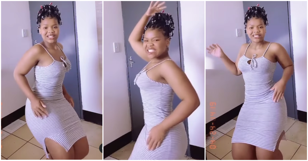 Pretty lady shows off dance moves.
