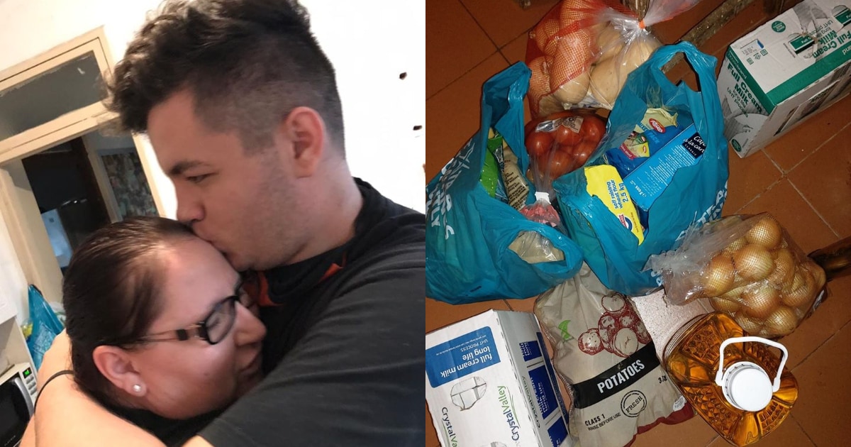Unemployed mother thanks teen son for blessing them with food
