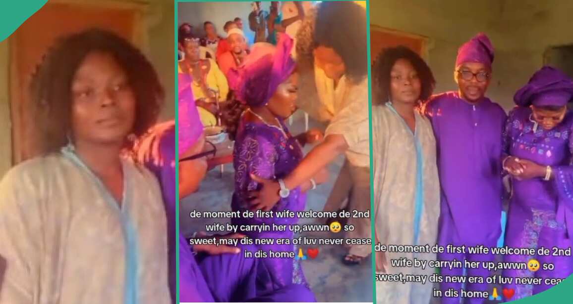 "She doesn't look happy": Video of lady welcoming her husband's second wife to the family trends