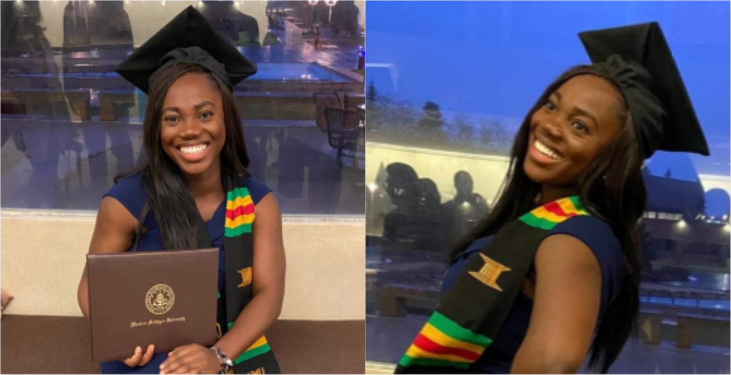 PHOTOS: Massive joy as brilliant Ghanaian lady graduates with master's degree in Applied Economics