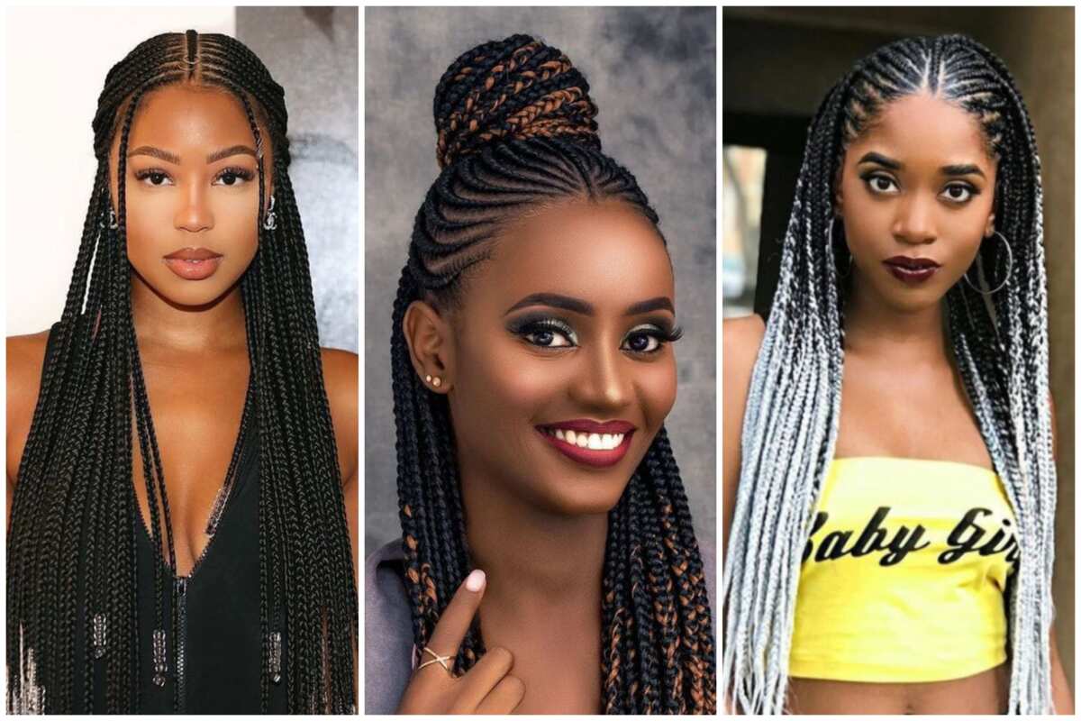 Straight back and braids  Cornrow hairstyles, Braided cornrow hairstyles,  African braids hairstyles