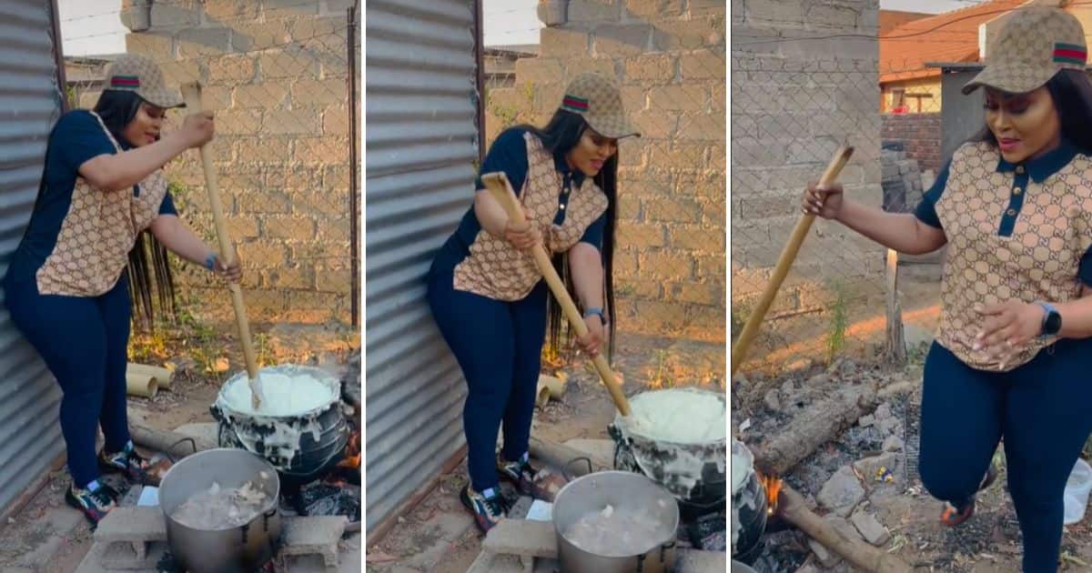 Lady in Gucci cooking pap