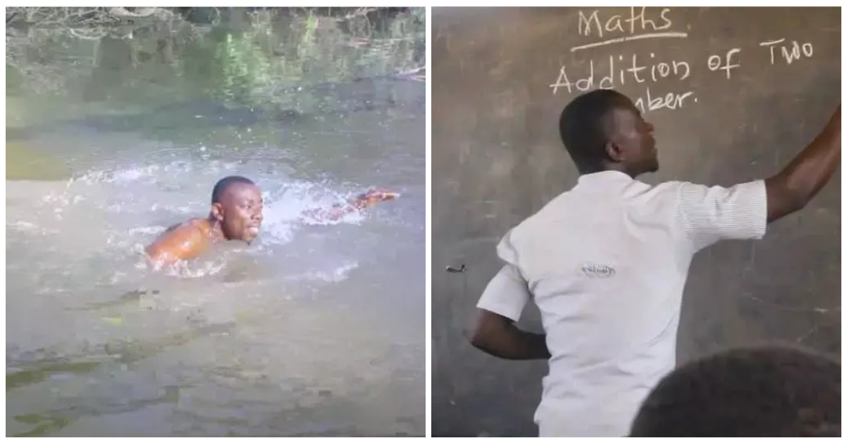 Ghanaian headmaster who swims to school everyday shares his struggles