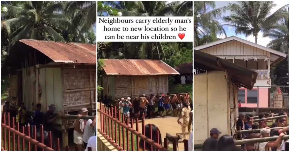 Video emerges as neighbours carry old man's house to a new location to keep him close to his kids