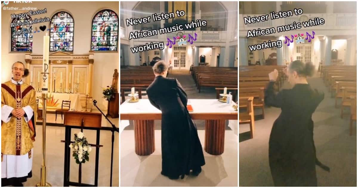 Father Andrew, Rector of St Peter's Walworth, dancing in church, Nwa Baby by Flavour