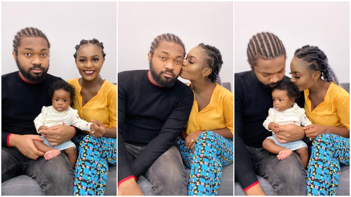 Photos of Nigerian family with father wearing plaited hair generate reactions