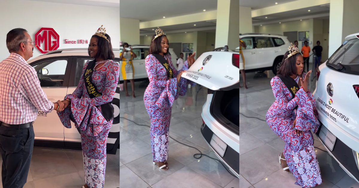 GMB winner finally receives her car, blows a kiss after inspecting It