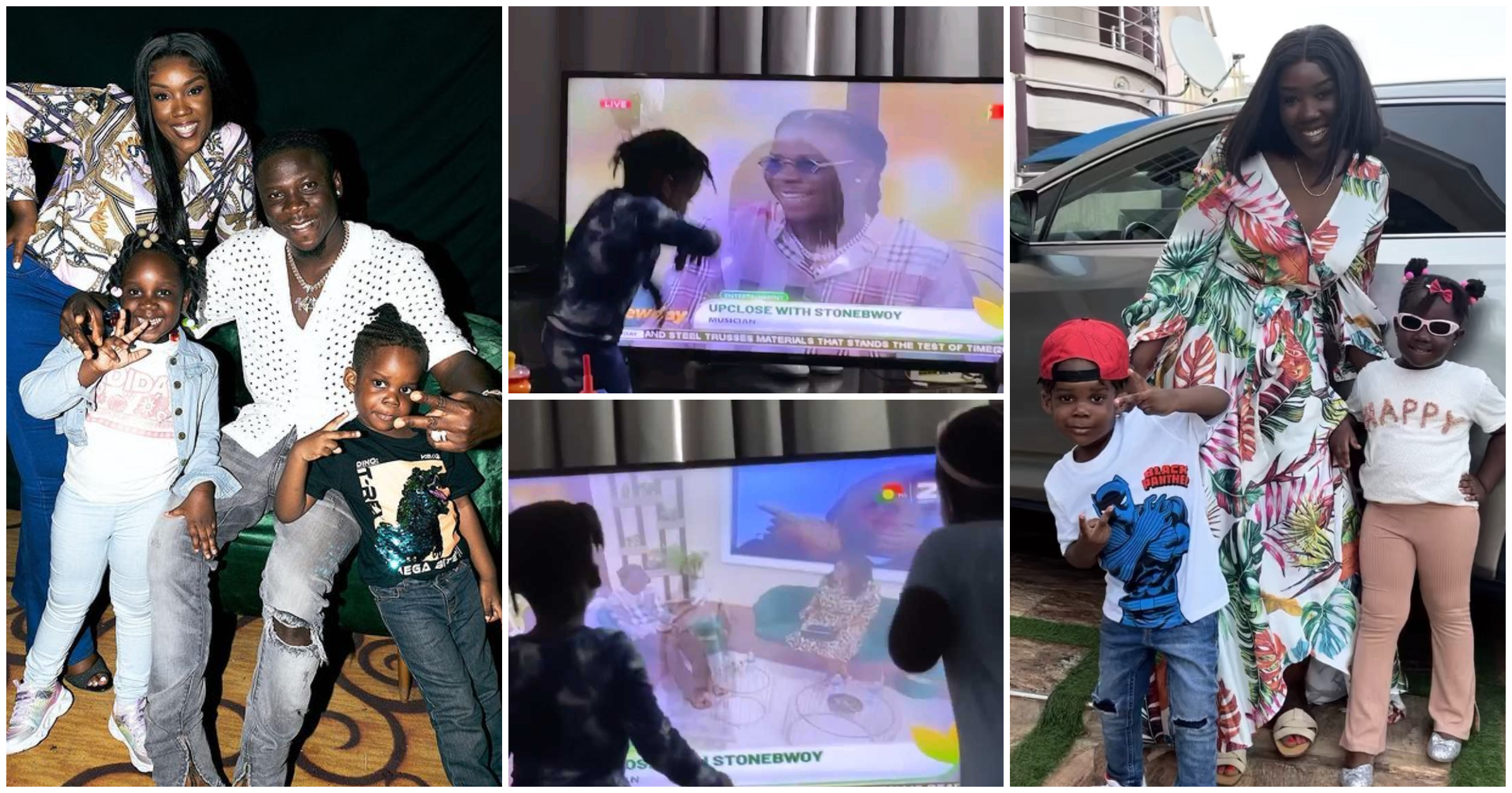 Stonebwoy with wife and children