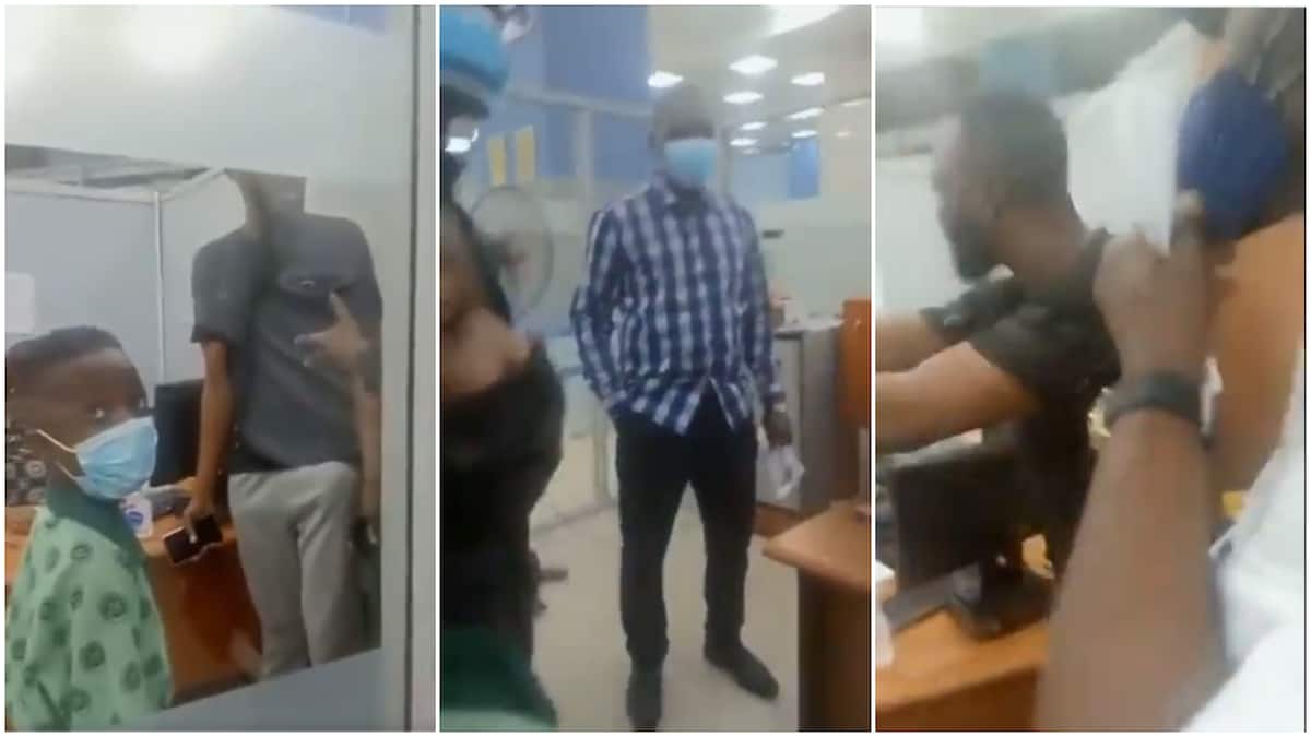 Nigerian man storms bank after 'wrong' N300k deduction, pulls off clothes, says he isn't leaving