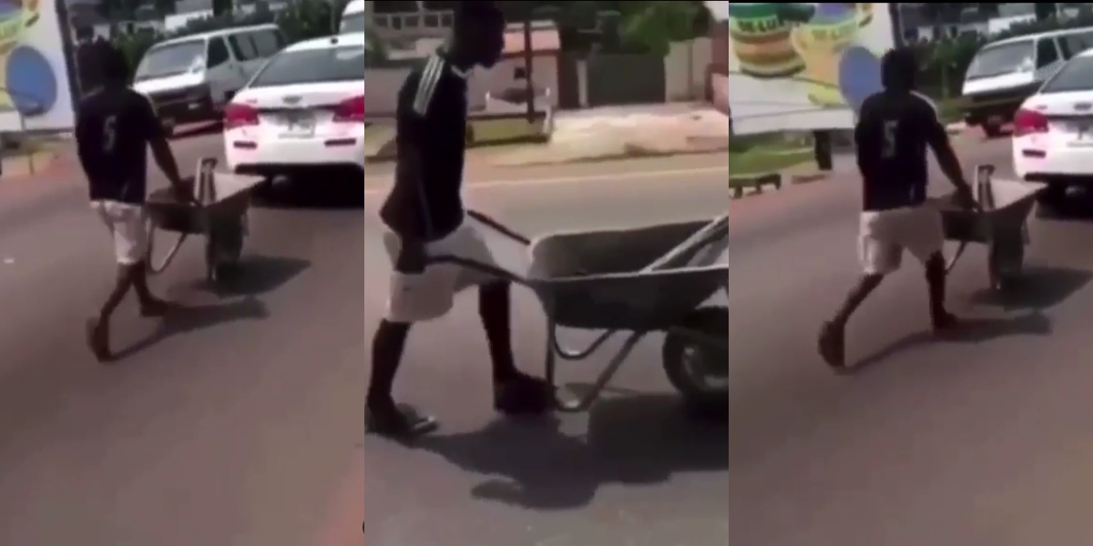 Video of man joining traffic with his wheelbarrow causes stir online