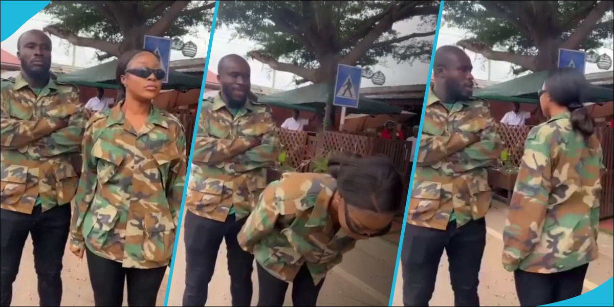 Efia Odo and Ras Nene act like military officers in a hilarious skit, peeps applaud her talent in comedy