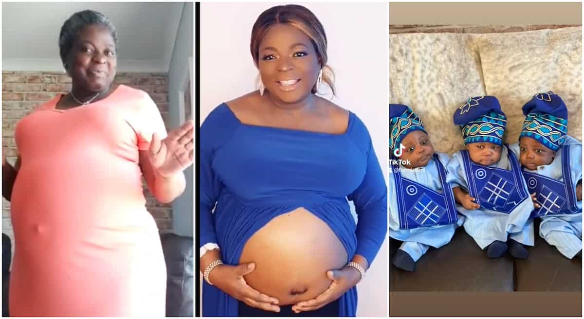 Photos of a Nigerian mum of triplets and her babies.
