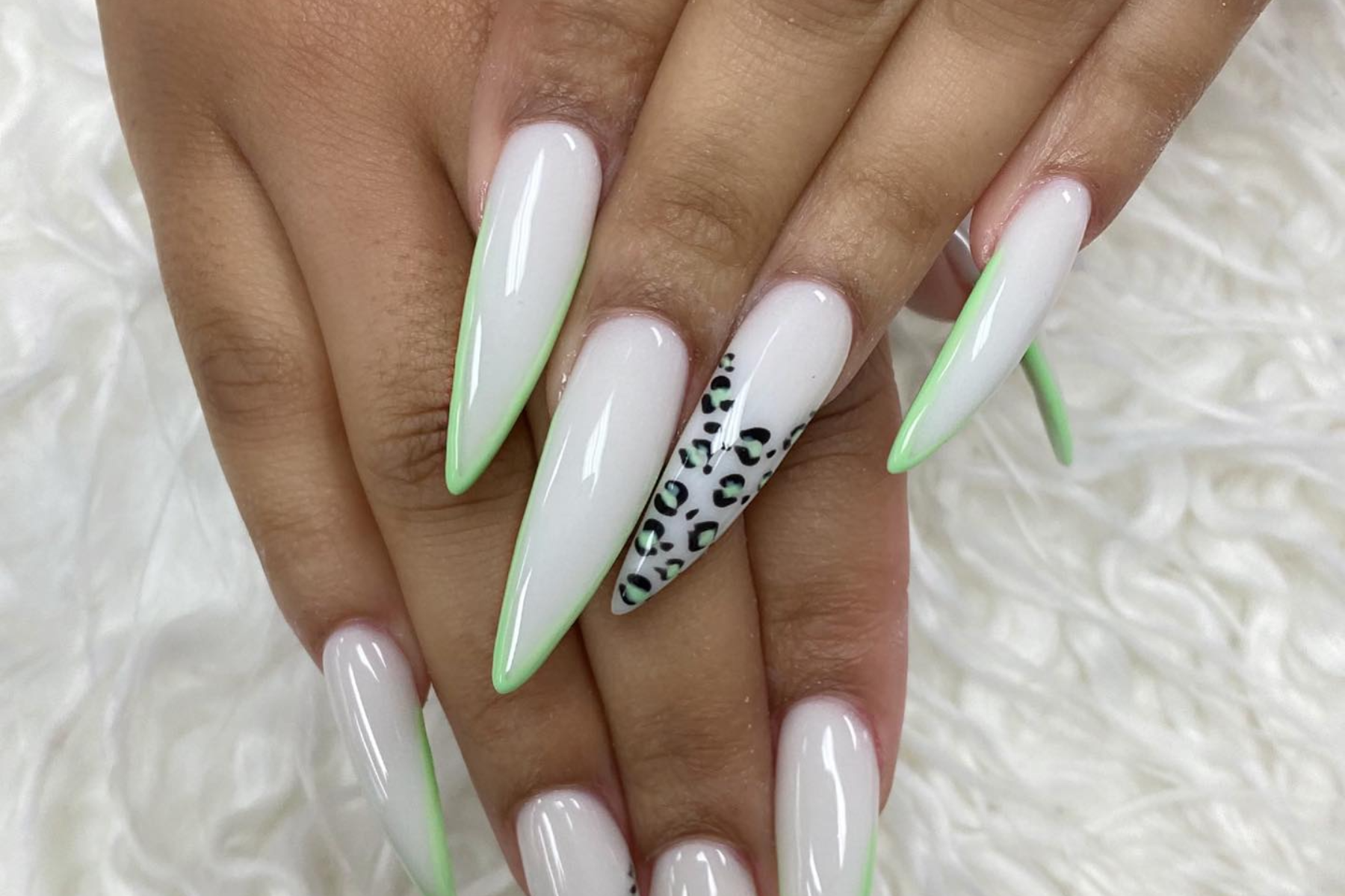 White nails with design