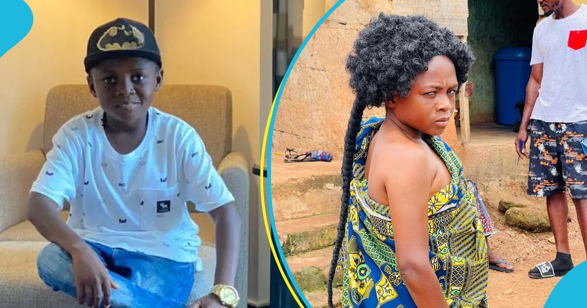 Yaw Dabo rocks a synthetic wig with a ponytail in a new movie role, photos get many laughing hard