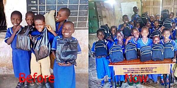 Young Nigerian teacher surprises her pupils with beautiful school bags