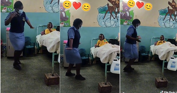 Nurse dances for sick girl, hospital, kind nurse