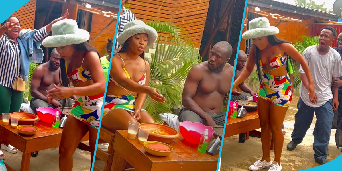 Efia Odo beats Ras Nene in a fufu eating contest, hilarious video cracks ribs: "Champion foodie"
