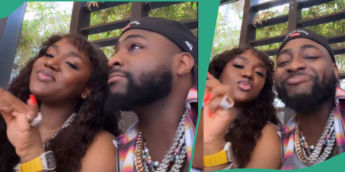 "Sophia is typing": Fans react as clip of Davido throwing Chioma a kiss while out on date goes viral