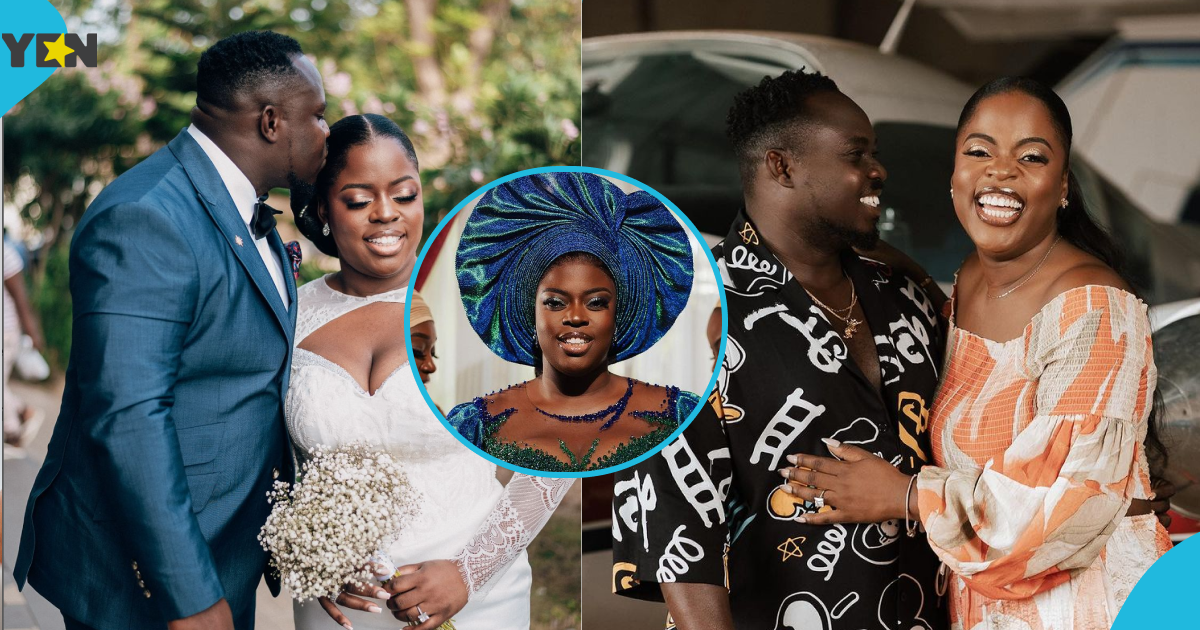 Ghanaian wedding MC Shegelaborbor's wife stuns in classy glittering Asooke and gele for her plush wedding