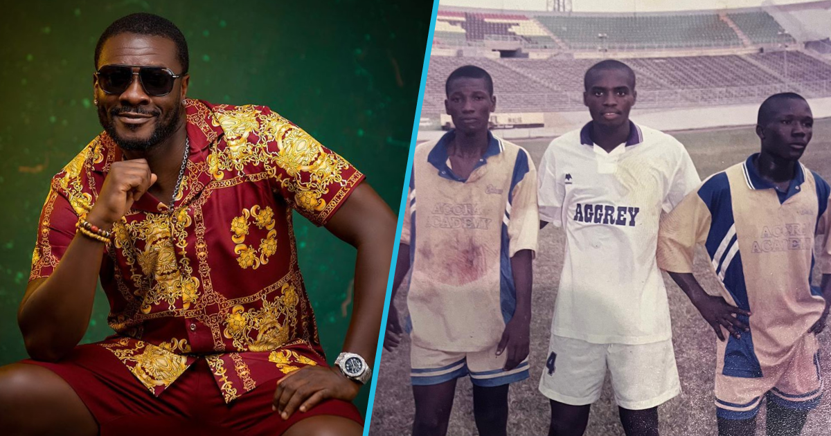 Asamoah Gyan drops old high school photo in a dirty jersey, many admire his love for football