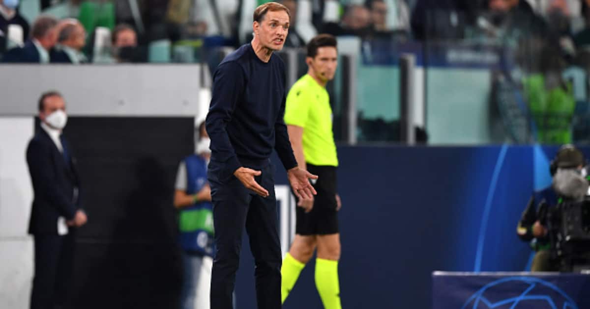 Thomas Tuchel, Manager of Chelsea gives his players instructions during the UEFA Champions League group H match between Juventus and Chelsea FC at the Juventus Stadium on September 29, 2021 in Turin, Italy. (Photo by Valerio Pennicino/Getty Images)