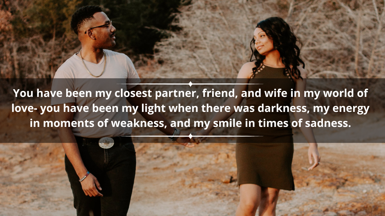 deep love messages for her and a man and woman holding hands as they look into each other's eyes