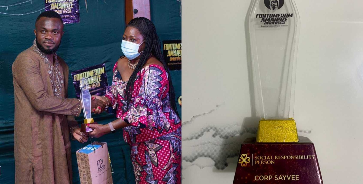Corp Sayvee Receiving Social Responsibility Person Award at the Fontomfrom Amadze Awards 2021