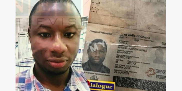 A photo of a man's face and his passport
