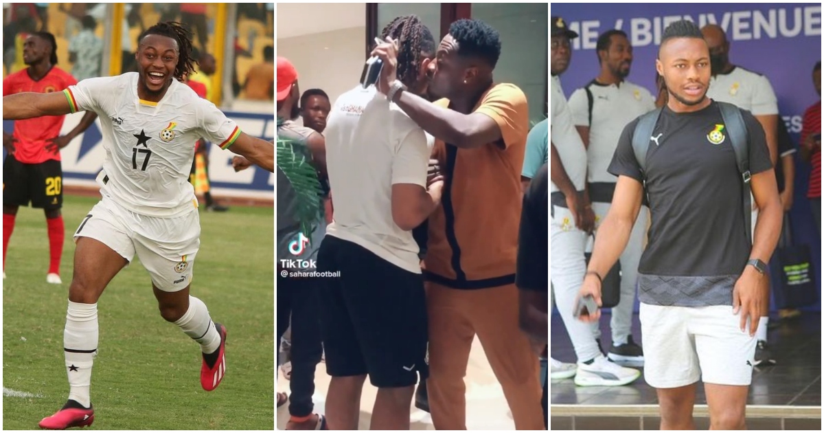Asamoah Gyan whispered a piece of advice in Semenyo's ear after the match