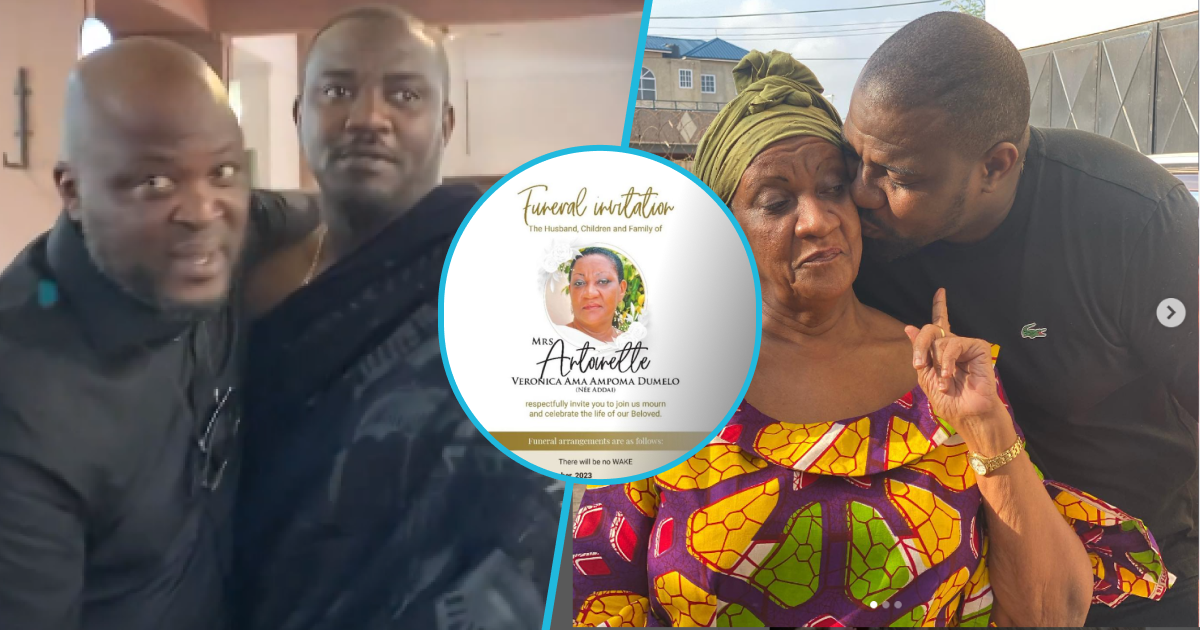 John Dumelo buries mum: Billionaire Ibrahim Mahama storms pre-burial church service to mourn with actor