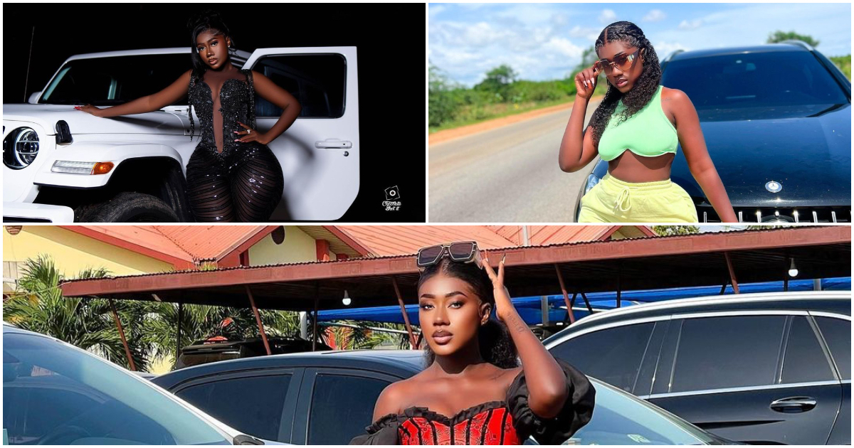 Hajia Bintu: Ghanaian TikToker Flaunts Voluptuous Figure In See-Through As She Poses Infront of Jeep Wrangler