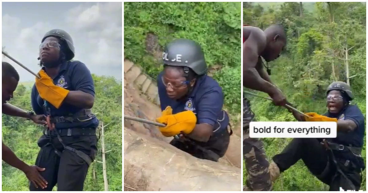 Female GH police officer captured in video screaming for her life as she descends from a mountain during training
