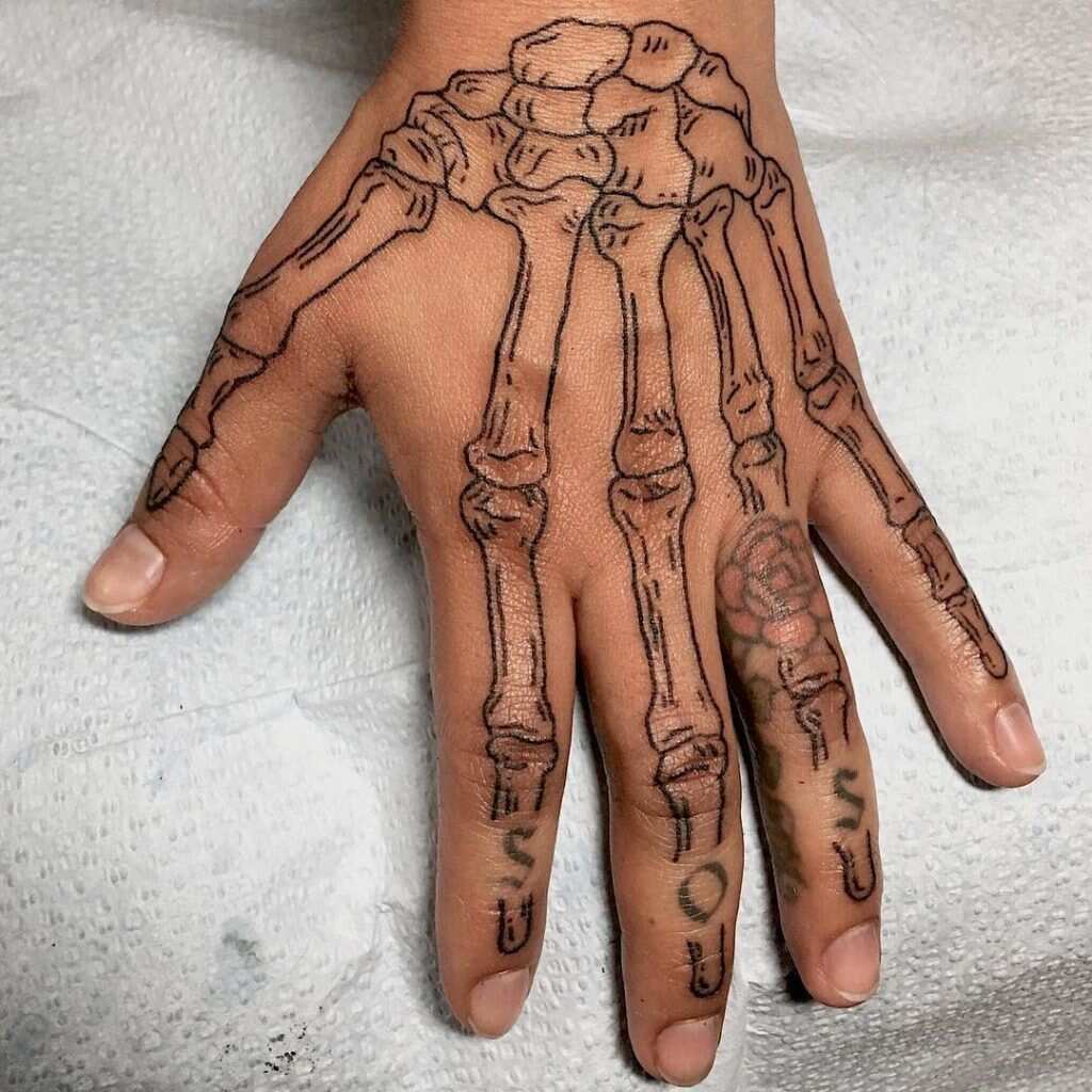 170 Cool Skeleton Hand Tattoos Designs With Meanings 2023   TattoosBoyGirl