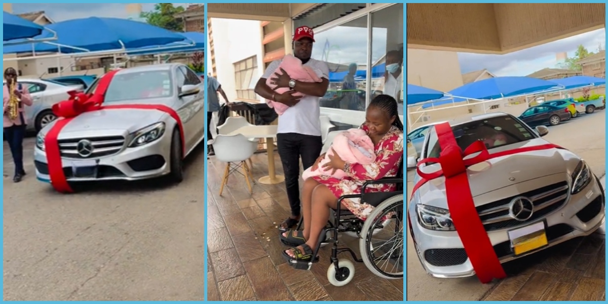 Man Surprises Wife With Mercedes Benz After She Delivered Twins, They Shed Tears Of Joy