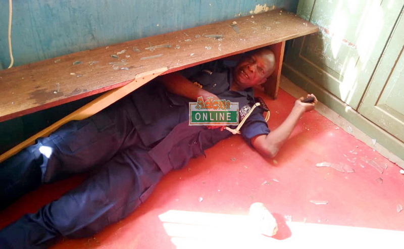 Police officers hide under bench to escape attack from family over relative's death