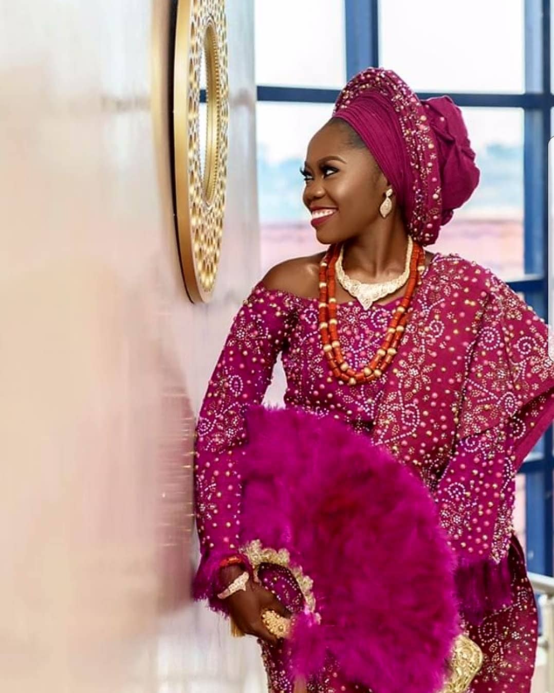 pictures of beaded aso oke