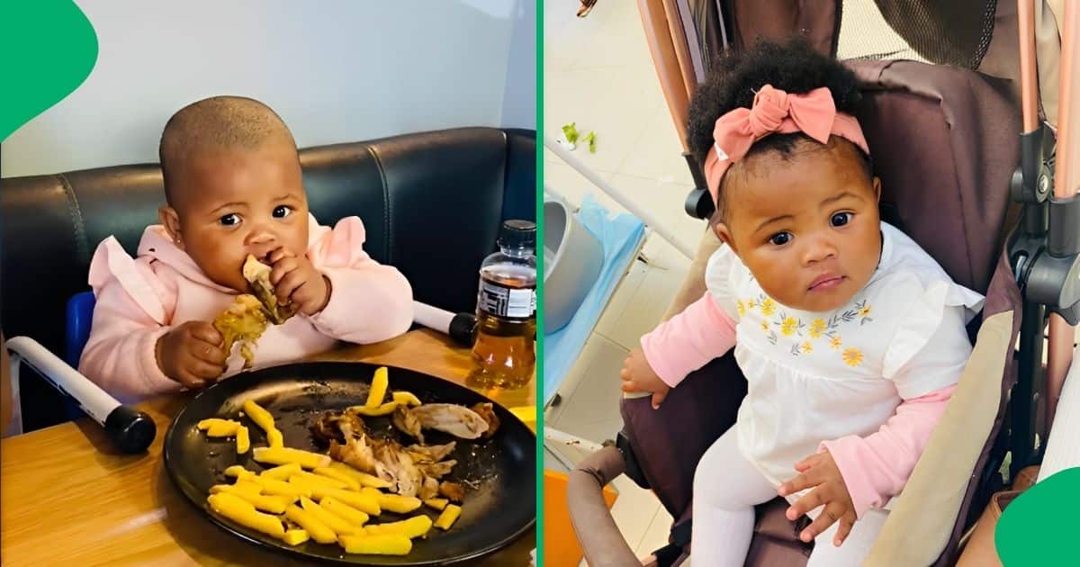A video of a one-year-old South African girl eating chicken and chips at Spur has gone viral