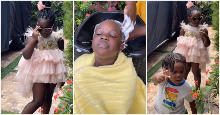 Stonebwoy's daughter shows off her fashion sense, sings his song.