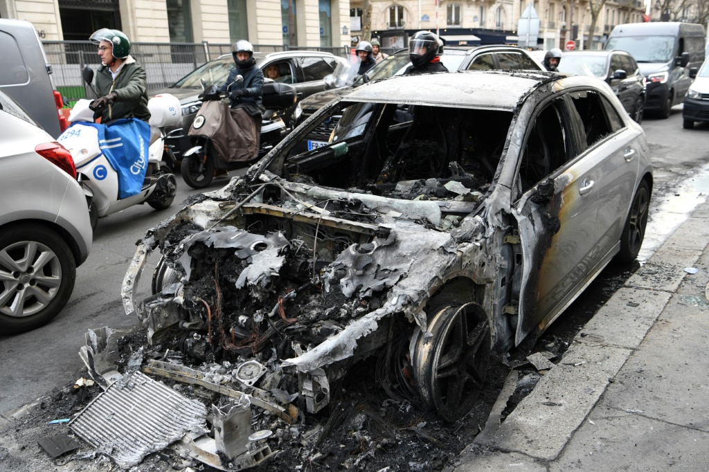 Unrest on Thursday saw 310 people arrested across France, the interior minister said