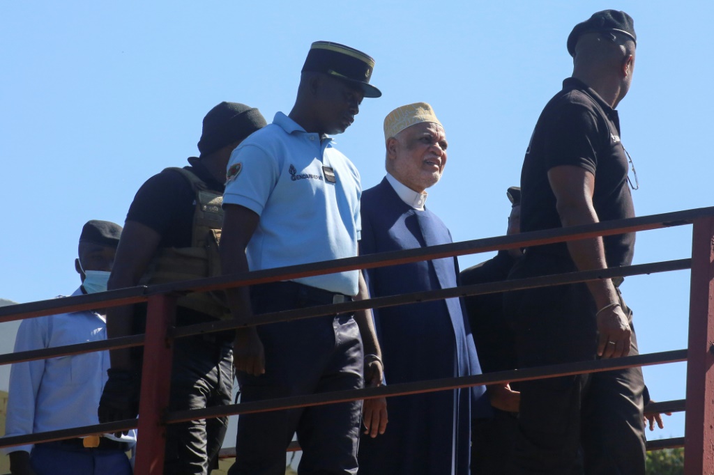 Former president Ahmed Abdallah Sambi arriving for the trial under police escort on November 21