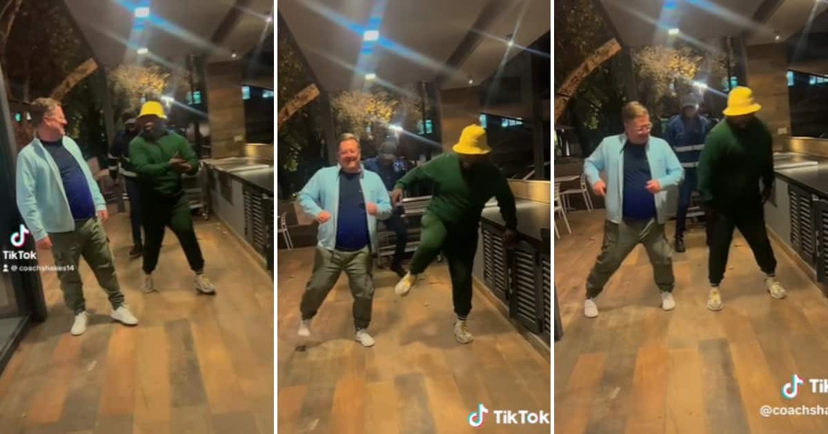TikTok user @coachshakes14 taught his white technical director to dance to amapiano