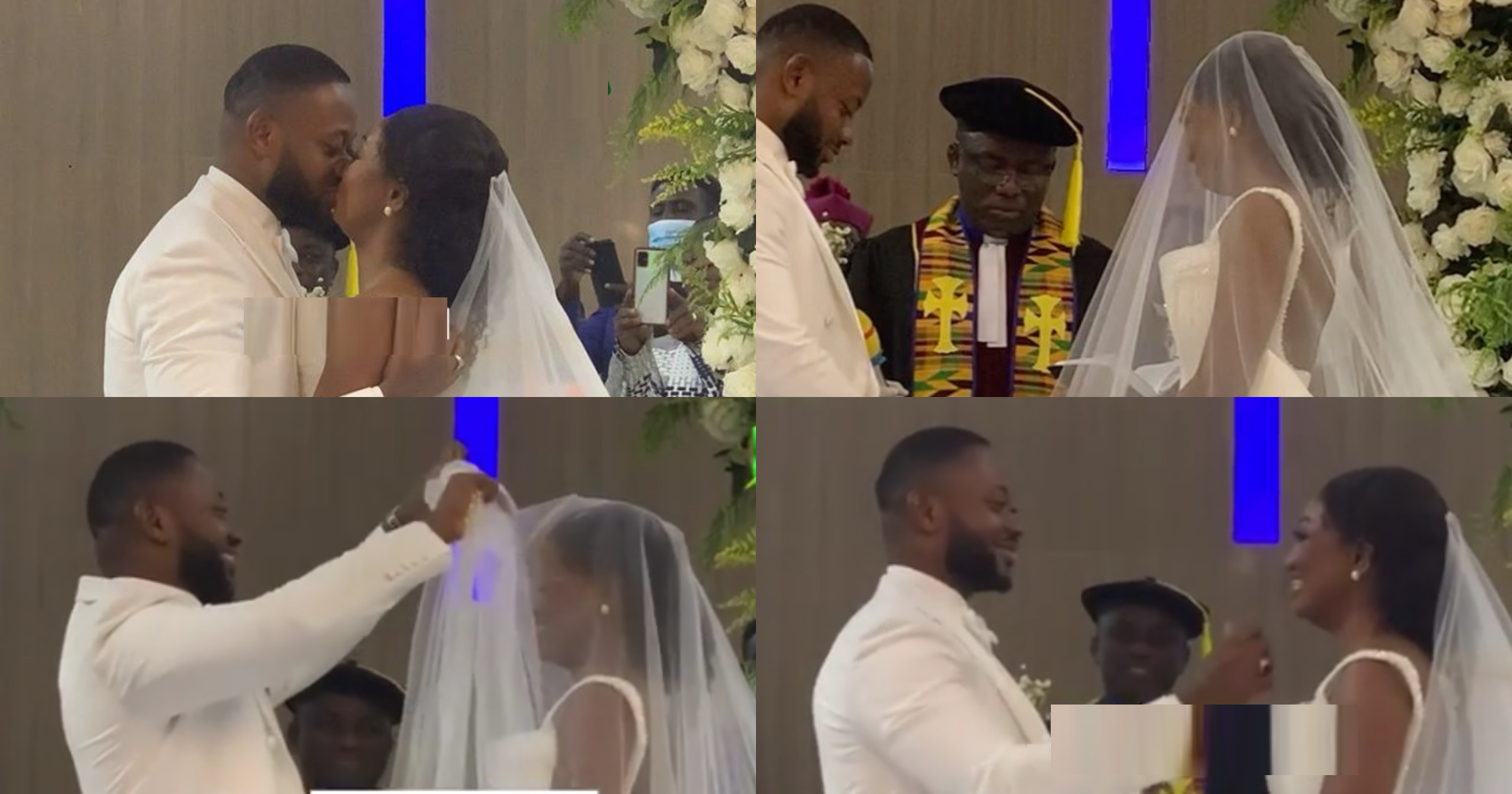 Cindy Ofori Sarpong and Richard Peprah white wedding: Video of couple's first kiss drops