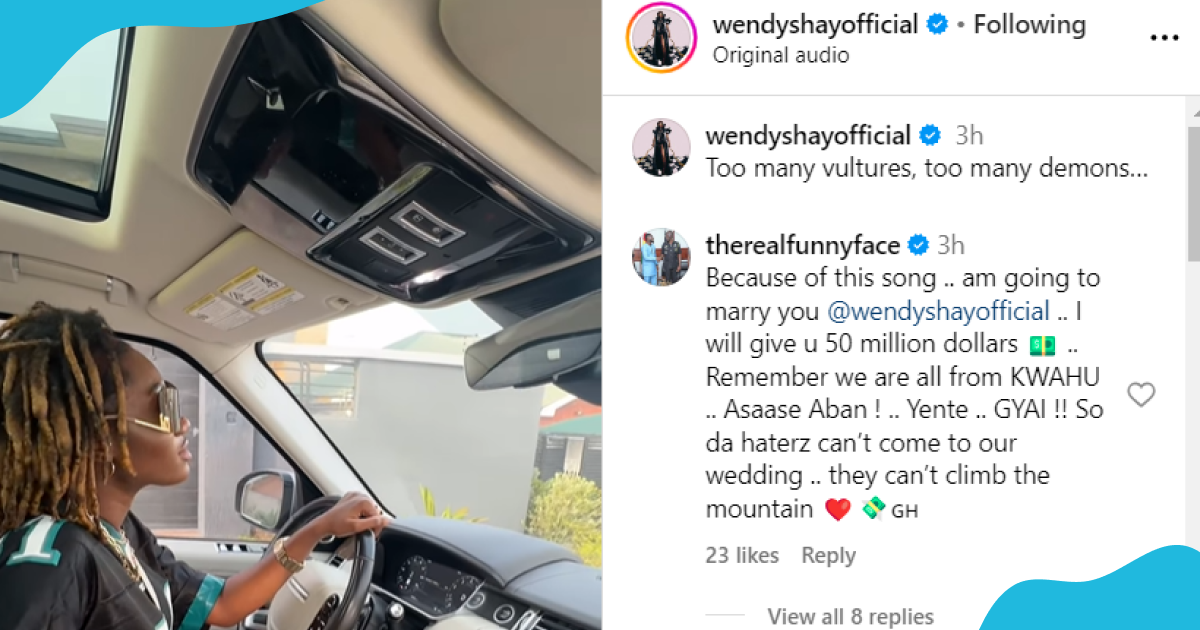 Funny Face's comment under Wendy Shay's post, proposing to her