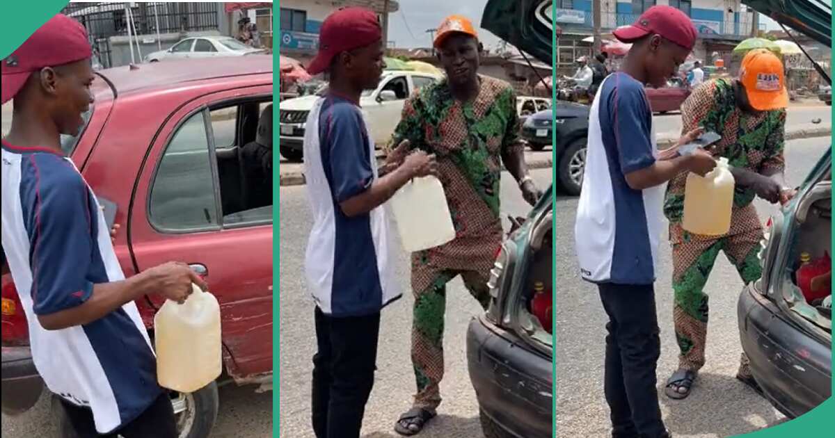 Man gives full gallon of fuel to driver, asks him to pour it in car without paying