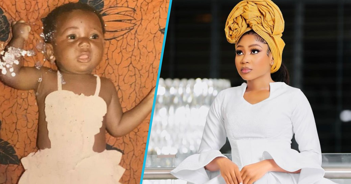 Akuapem Poloo's baby photo of her rocking a revealing outfit causes a stir:"She dey wear apuskeleke"